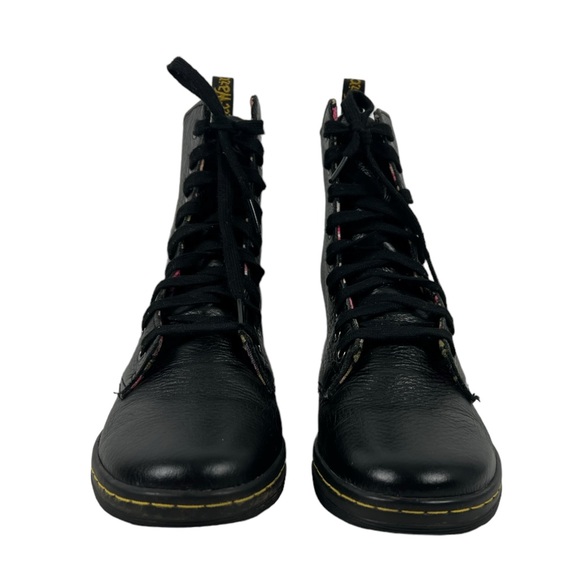 Dr. Doc Martens Boots Womens 8 Stratford Black Leather Shoes Floral Lined - Picture 5 of 12